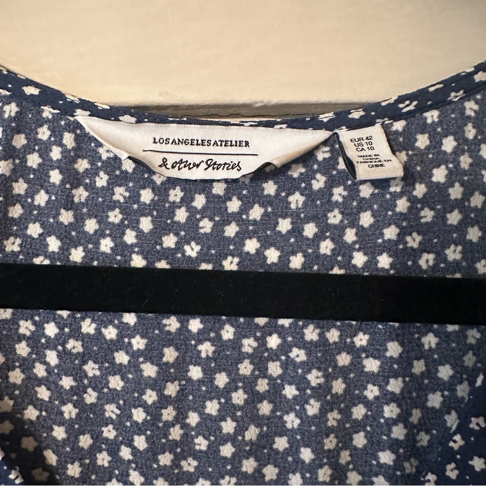 & Other Stories Navy Print Midi Dress NWOT - Picture 7 of 7